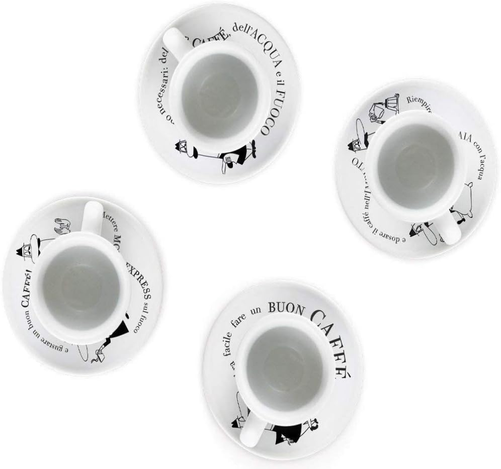 Bialetti Set di 4 tazzine caffè Moka espresso con piattino Carosello - immagine 3