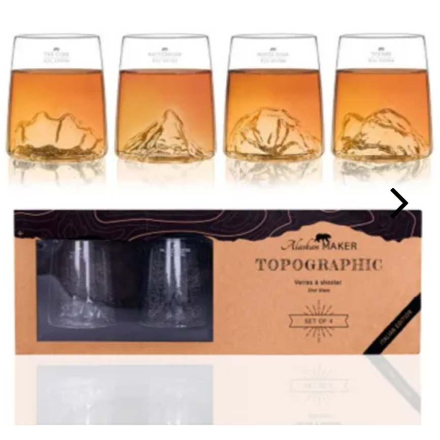 Alaskan Maker set di 4 bicchierini liquore con le montagne Italiane