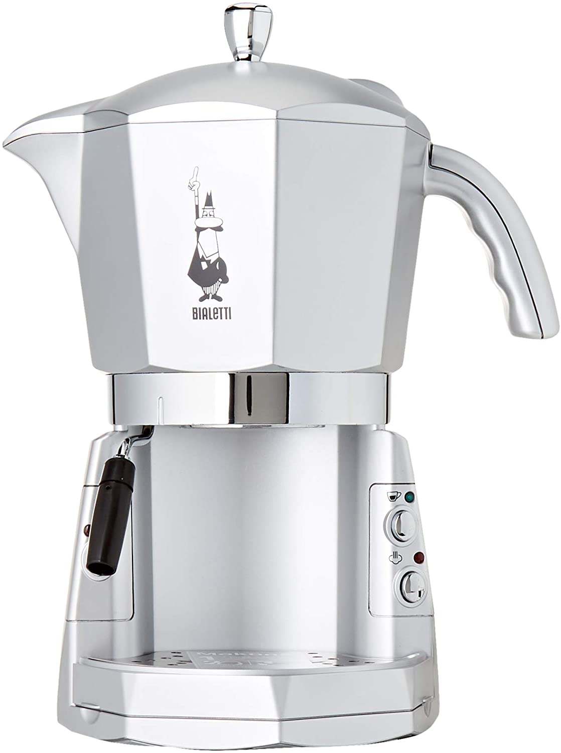 Bialetti Mokona SilverEspresso Coffee Machine, Open System (for Ground